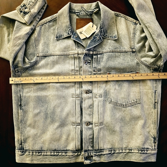 LEVI'S Premium Type 1 Denim Trucker Jacket Double Pleated Cinch Back Men's Sz XL - Picture 8 of 8